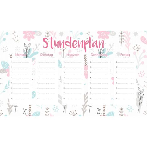 Plan de cours magnétique Fleurs et branches délicates 30 x 17,5 cm