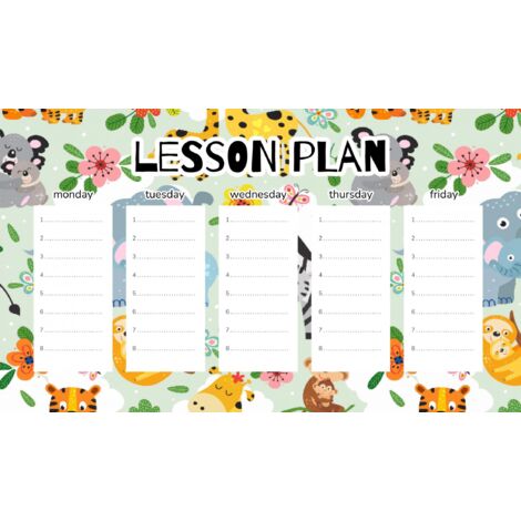 Plan de cours magnétique pour enfants : Animaux de la famille (30 x 17,5 cm)