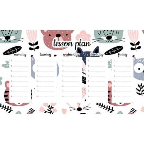Plan de cours magnétique pour enfants Animaux de la forêt 45 x 26 cm