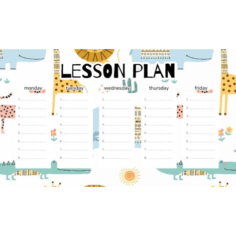 Plan de cours magnétique pour enfants : Animaux en vêtements (45 x 26 cm)