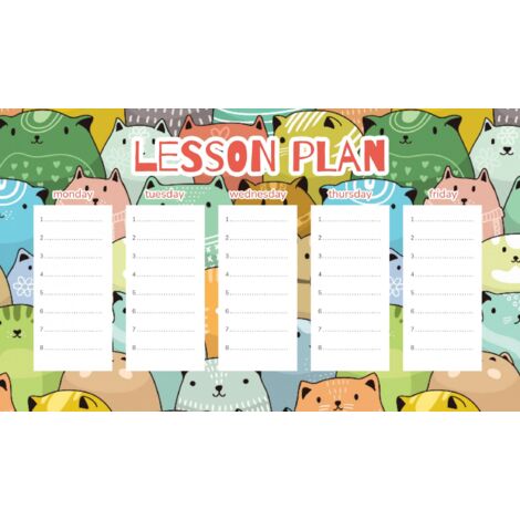 Plan de cours magnétique pour enfants : Chats colorés amusants 30 x 17,5 cm