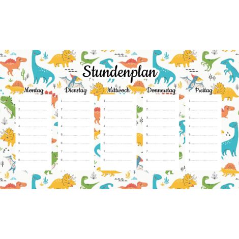 Plan de cours magnétique pour enfants : Dinosaures souriants 30 x 17,5 cm