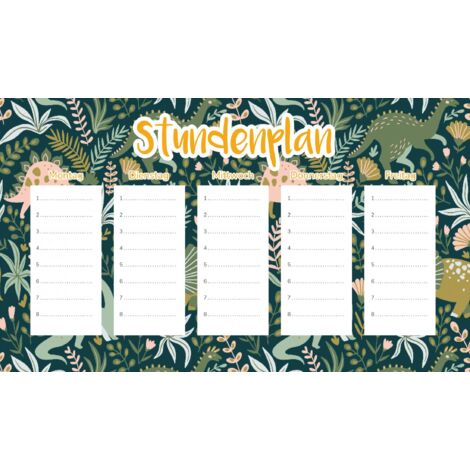 Plan de cours magnétique pour enfants Dinosaures verts 45 x 26 cm