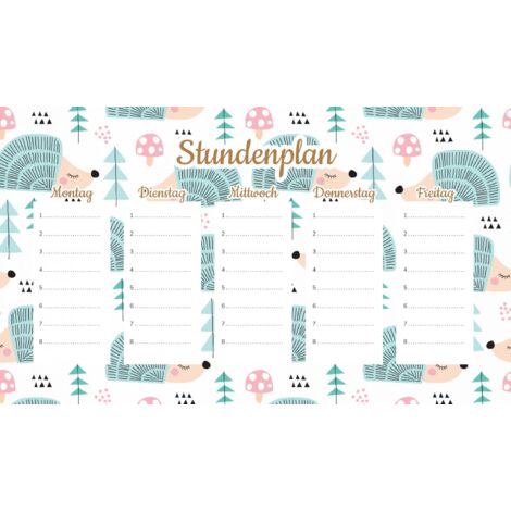 Plan de cours magnétique pour enfants : hérissons mignons 45 x 26 cm