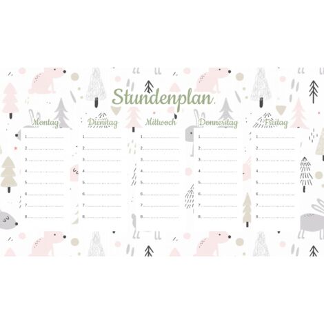 Plan de cours magnétique pour enfants : Lapins roses 45 x 26 cm