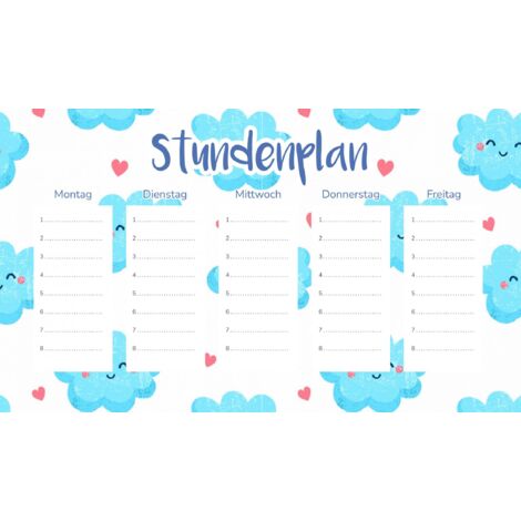 Plan de cours magnétique pour enfants : Nuages amoureux 45 x 26 cm