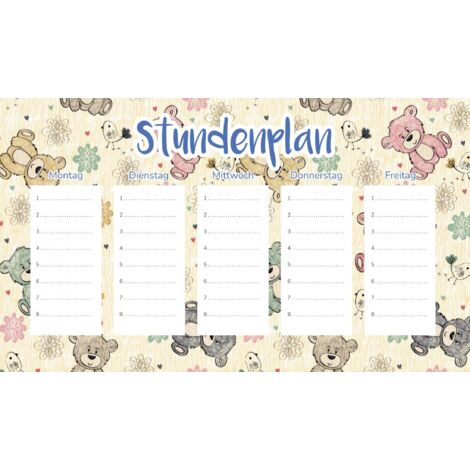 Plan de cours magnétique pour enfants : Ours dessinés 45 x 26 cm