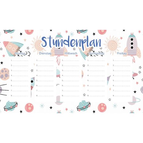 Plan de cours magnétique pour enfants Pastel Space 45x26CM