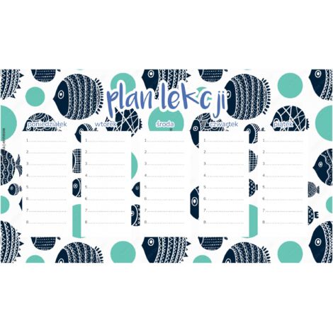 Plan de cours magnétique pour enfants : Poisson abstrait 30 x 17,5 cm