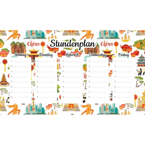 Plan de cours magnétique Symboles chinois 45 x 26 cm