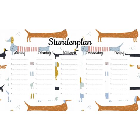 Plan de cours magnétique Teckels colorés 45 x 26 cm