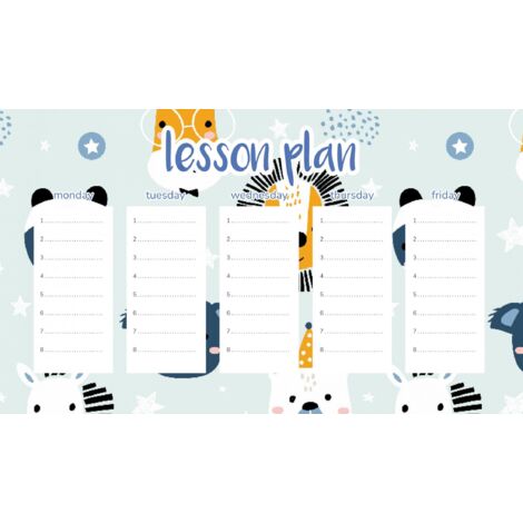 Plan de cours Safari magnétique pour enfants 30 x 17,5 cm