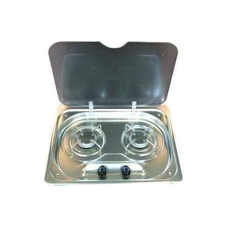 Plan de cuisson encastrable Inox 2 feux avec couvercle