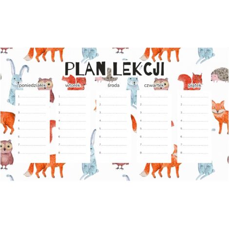 Plan de lección magnético Animales del bosque 30x17,5 cm