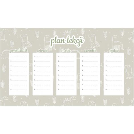 Plan de lección magnético Dinosaurios beige 30x17,5 cm