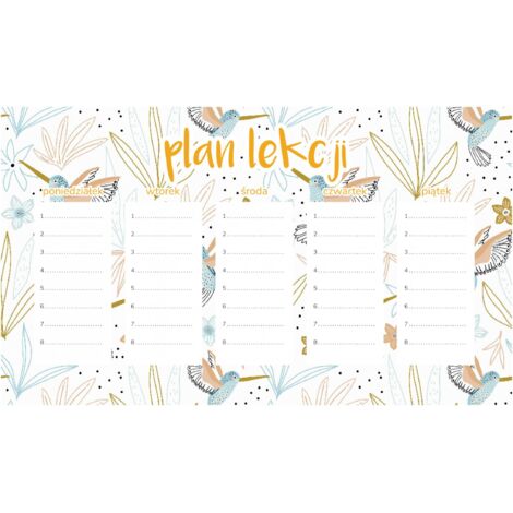 Plan de lección magnético Flores y colibríes 45x26CM
