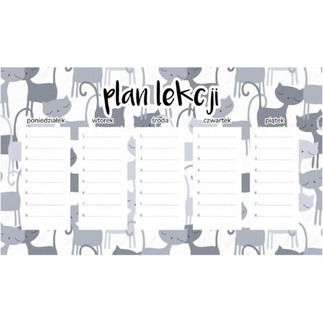 Plan de lección magnético Gatos grises 30x17,5 cm