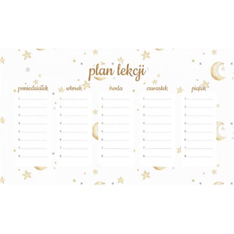 Plan de lección magnético Luna y estrellas 45x26 cm