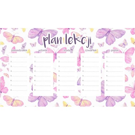 Plan de lección magnético: Mariposas de acuarela moradas (45 x 26 cm)
