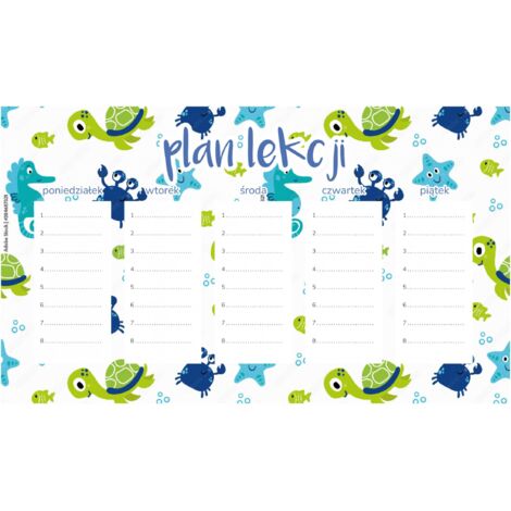 Plan de lección magnético para niños: Animales marinos (45 x 26 cm)