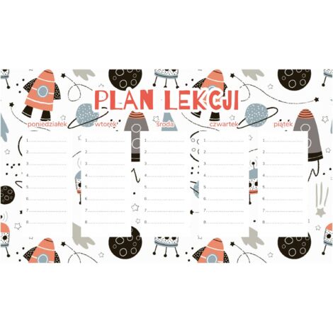 Plan de lección magnético para niños: Aventura espacial (45 x 26 cm)