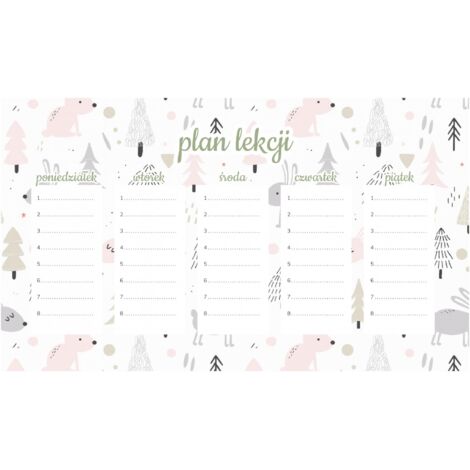 Plan de lección magnético para niños: Conejos rosas (45 x 26 cm)