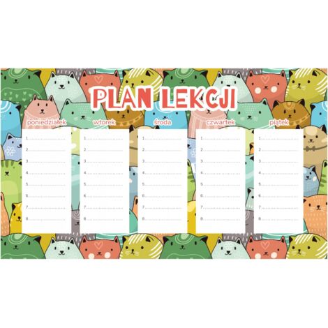 Plan de lección magnético para niños: Gatos divertidos y coloridos (45 x 26 cm)