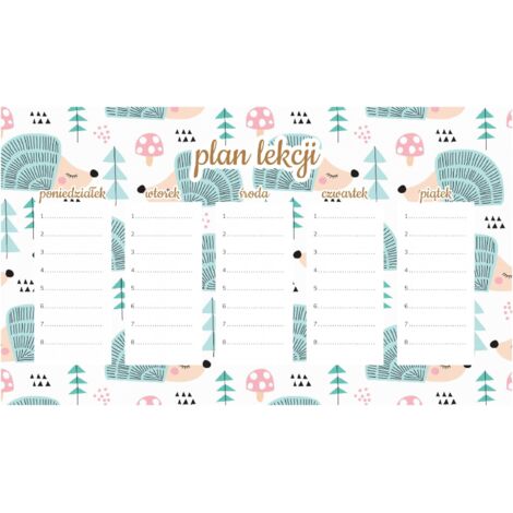 Plan de lección magnético para niños: Lindos erizos (45 x 26 cm)