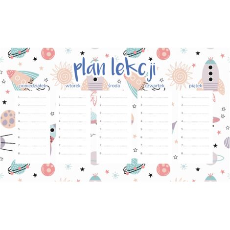 Plan de lección magnético para niños Pastel Space 45x26CM