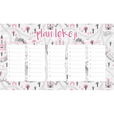 Plan de lección magnético para niños Reino Rosa 30x17,5 cm