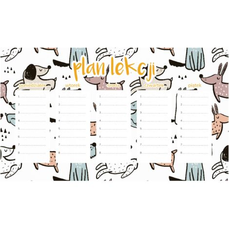 Plan de lección magnético "Perros en un paseo" 30 x 17,5 cm