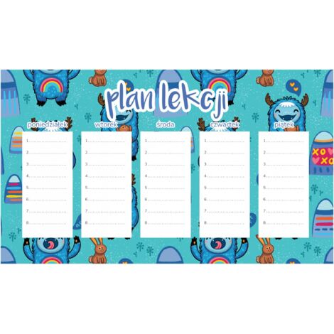 Plan de lección magnético "Sweet Yeti" (45 x 26 cm)