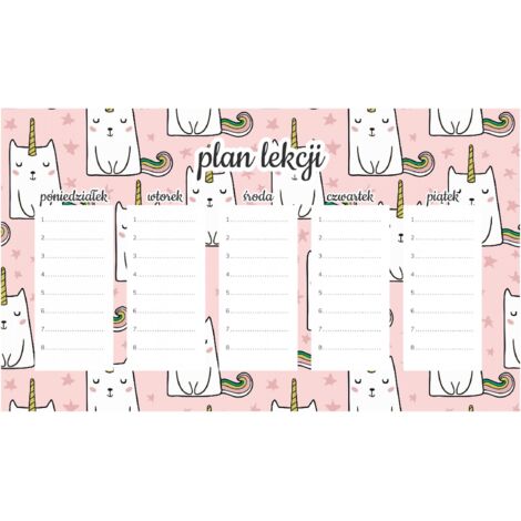 Plan de lección magnético Unicornios arcoíris 30 x 17,5 cm