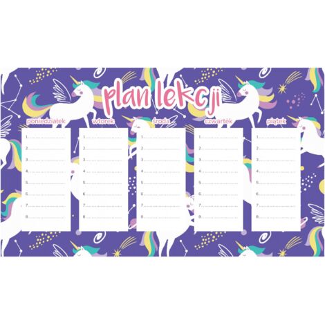 Plan de lección magnético Unicornios locos 45x26 cm