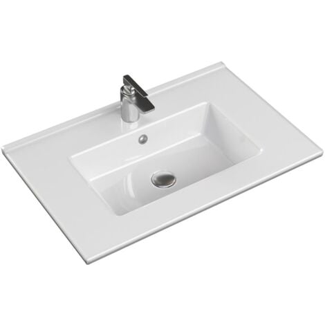 Plan de toilette avec une vasque céramique blanche NOLITA (70 cm) - Plan une vasque céramique - blanc brillant - Blanc