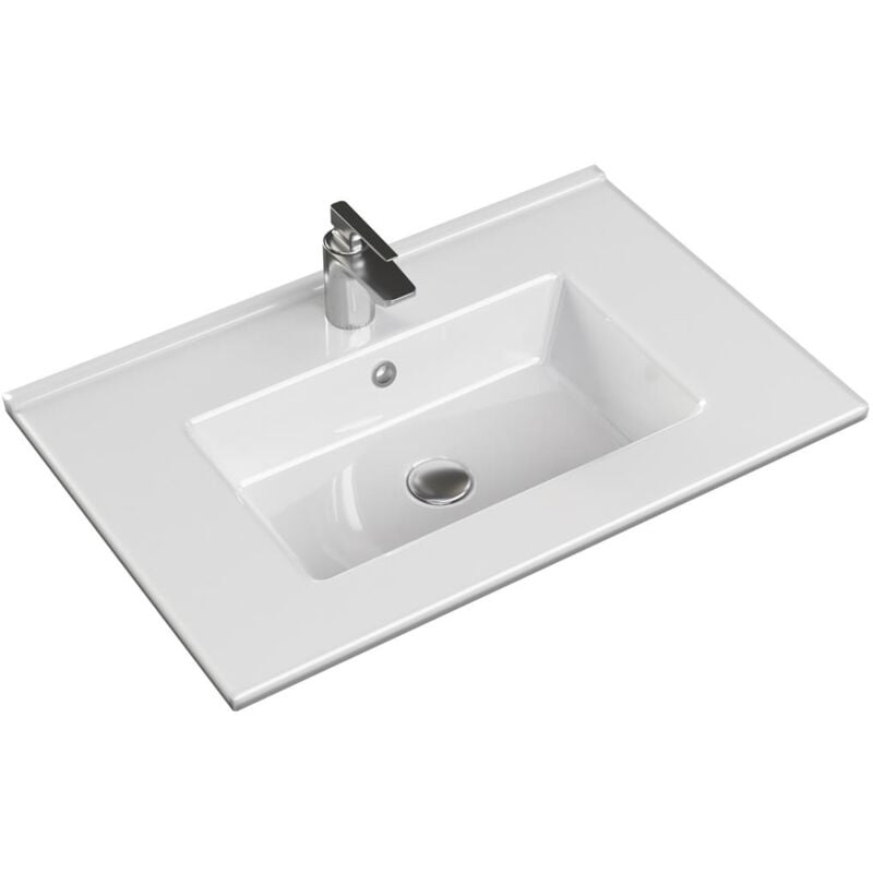 Plan vasque céramique nolita (70 cm) - Longueur: 71 cm - Blanc brillant