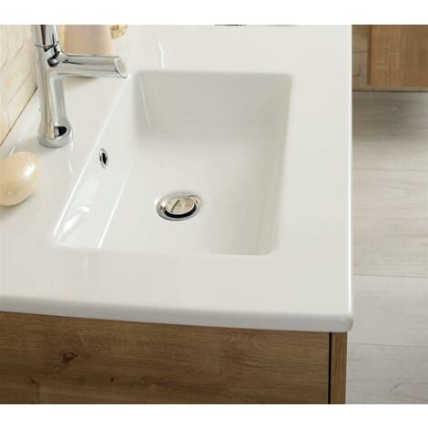 Plan de toilette avec une vasque céramique blanche NOLITA (80 cm) - Plan une vasque 81cm - blanc brillant