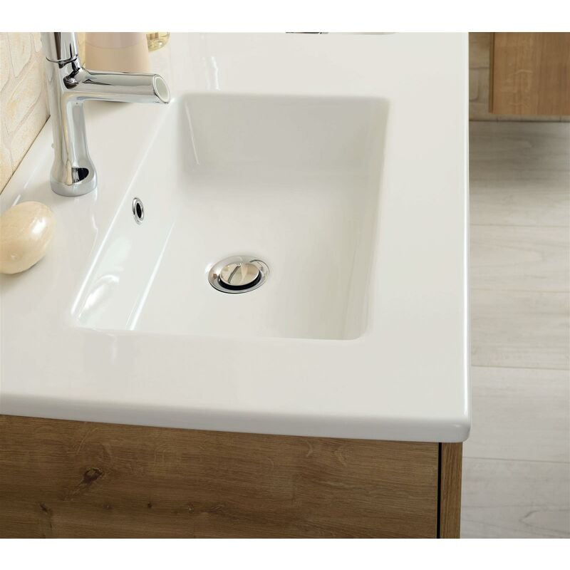 Plan de toilette avec une vasque céramique blanche nolita (80 cm) - Plan une vasque 81cm - blanc brillant