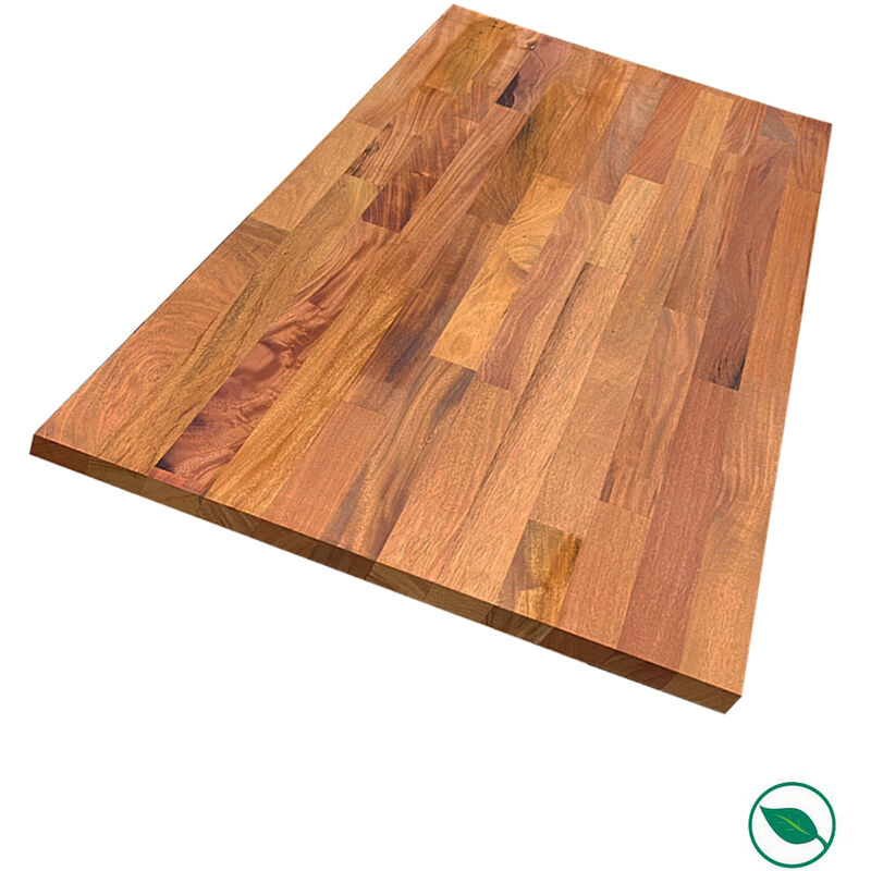 Plan de travail acajou massif huilé lamellé collé abouté 2000 x 650 x 36 mm - fsc 100%