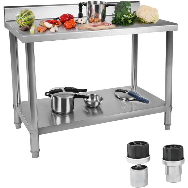 Plan De Travail En Acier Inoxydable Avec Dosseret 120X70X85Cm Table De Cuisine