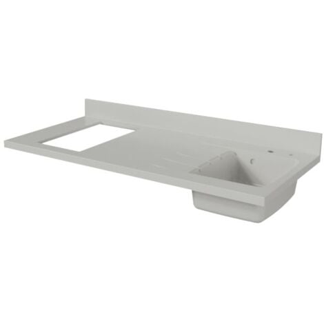 Plan de travail monobloc PlaniQuartz avec évier - 140 cm - Snova - évier à droite - Plaque de cuisson Non inclus
