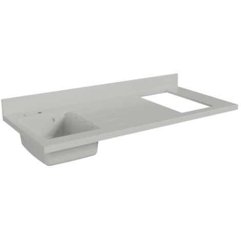 Plan de travail monobloc PlaniQuartz avec évier - 140 cm - Snova - évier à gauche - Plaque de cuisson Non inclus