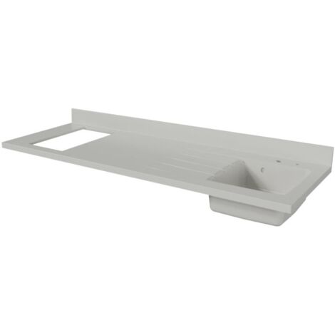 Plan de travail monobloc PlaniQuartz avec évier - 180 cm - Snova - évier à droite - Plaque de cuisson Non inclus