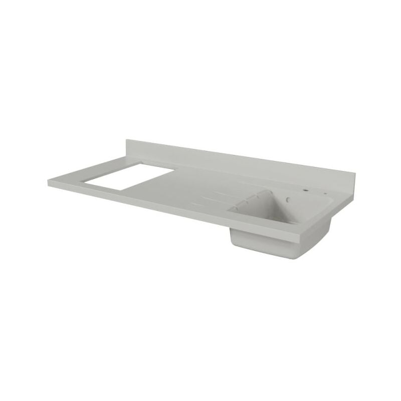 Plan de travail monobloc PlaniQuartz avec évier - 140 cm - Snova - évier à droite - Plaque de cuisson Non inclus