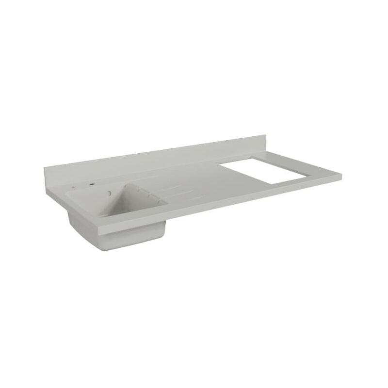 Plan de travail monobloc PlaniQuartz avec évier - 140 cm - Snova - évier à gauche - Plaque de cuisson Non inclus