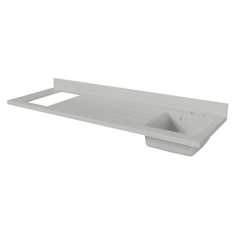 Plan de travail monobloc PlaniQuartz avec évier - 180 cm - Snova - évier à droite - Plaque de cuisson Non inclus