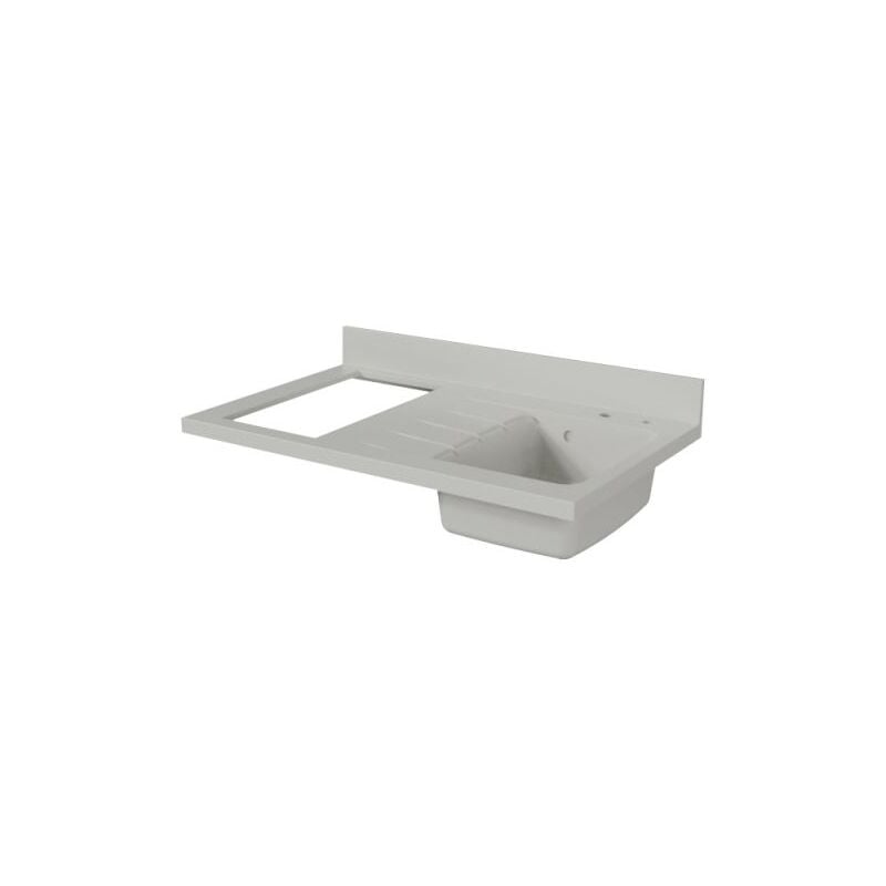 Plan de travail monobloc PlaniQuartz avec évier - 100 cm - Snova - évier à droite - Plaque de cuisson Non inclus