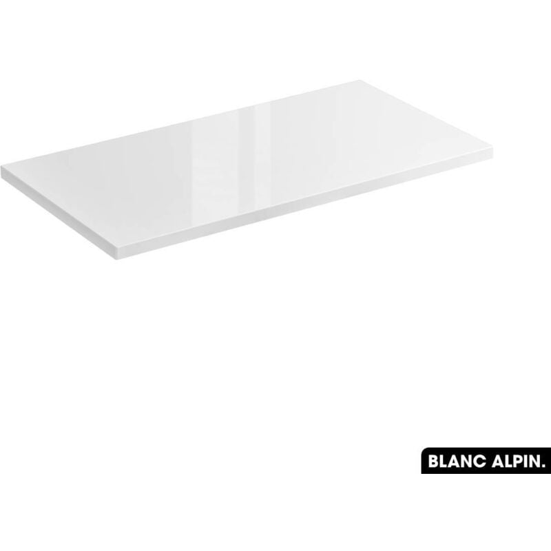 Plan de vasque en bois blanc alpin L.80 x P.46 x H.2,5 - Blanc Alpin