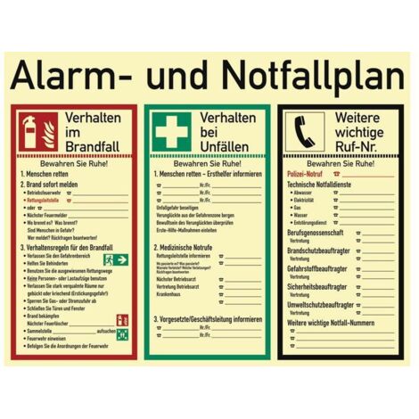 Plan d'évacuat./de consignes de sécurité ASR A1.3/DIN EN ISO 7010/DIN 67510 L620xl480 mm plastique