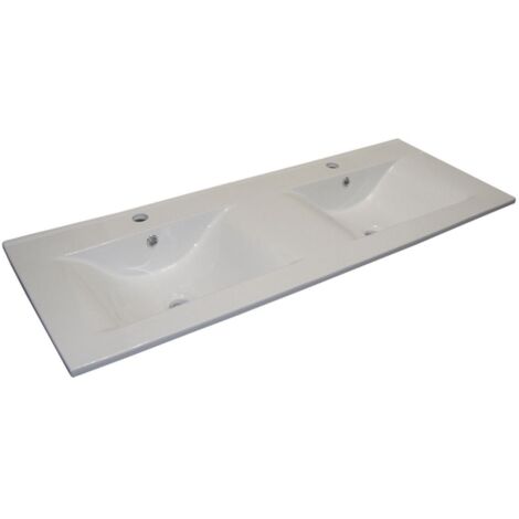 Plan Double Vasque en Céramique NEOVA Angelo 121x46cm Blanc - A0508412